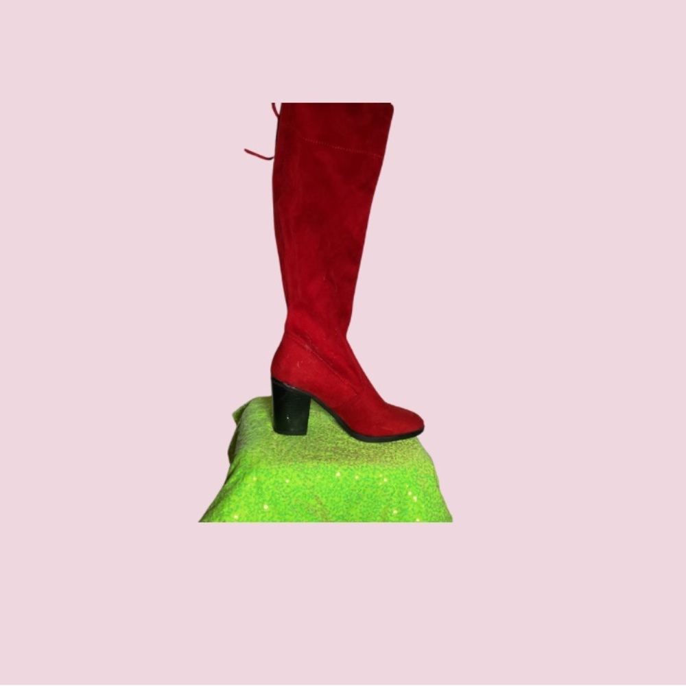 Lipstick Red Knee High Boots